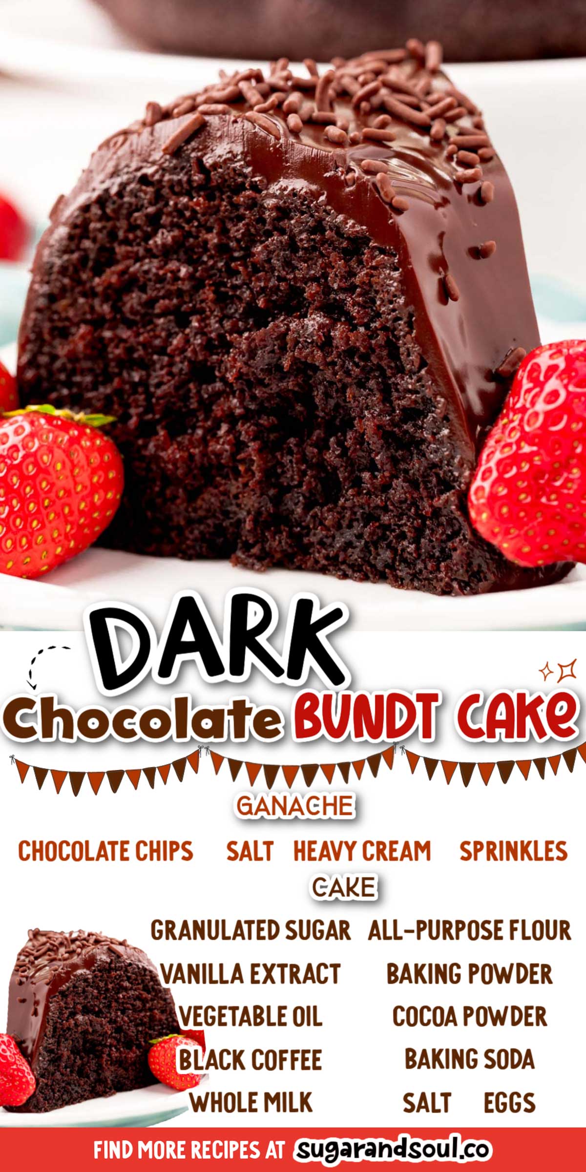 Nana's Devil's Food Cake is a Dark Chocolate Bundt Cake that's tender, rich, and super indulgent, thanks to the chocolate ganache topping! Made with easy ingredients and just 10 minutes of prep! via @sugarandsoulco