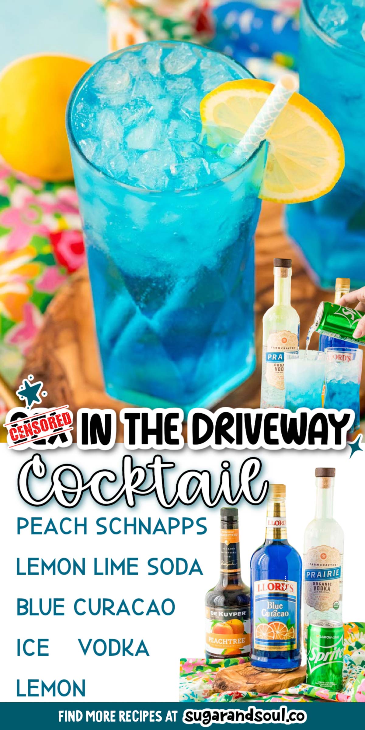 Sex In The Driveway Drink is a sweet, fruity cocktail that has a bright blue color, making it a fun summertime drink to sip on! Mix up a drink in less than 5 minutes! via @sugarandsoulco