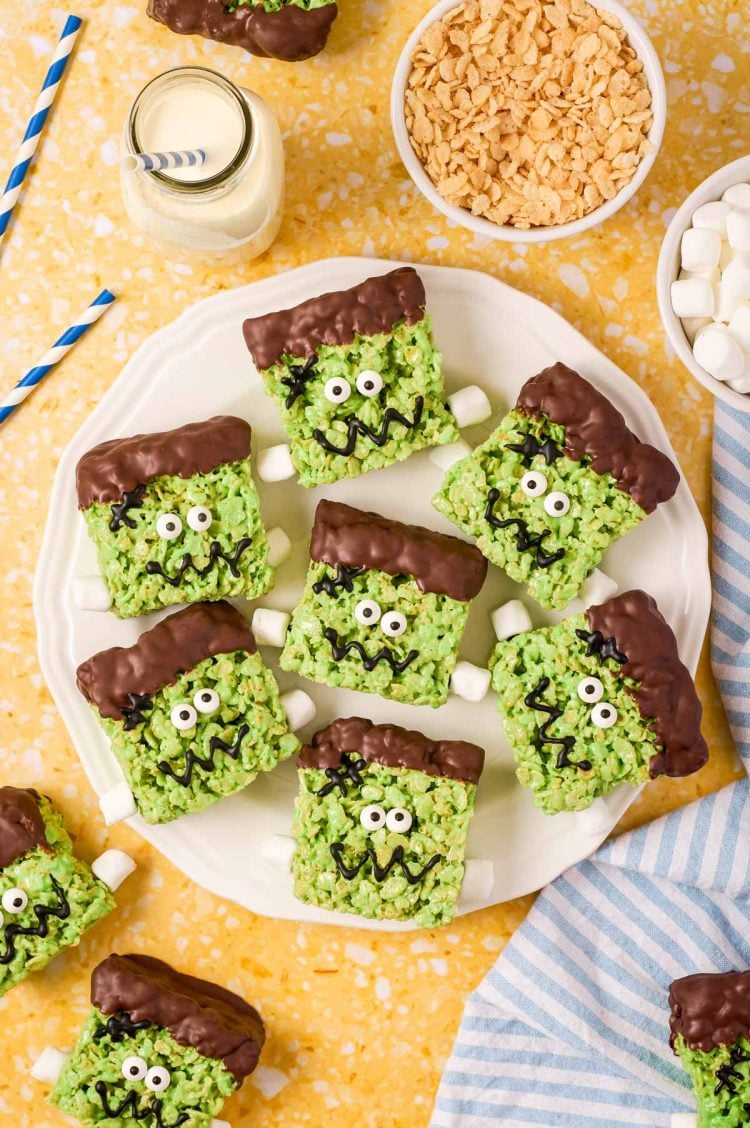 Frankenstein decorated rice krispie treats.