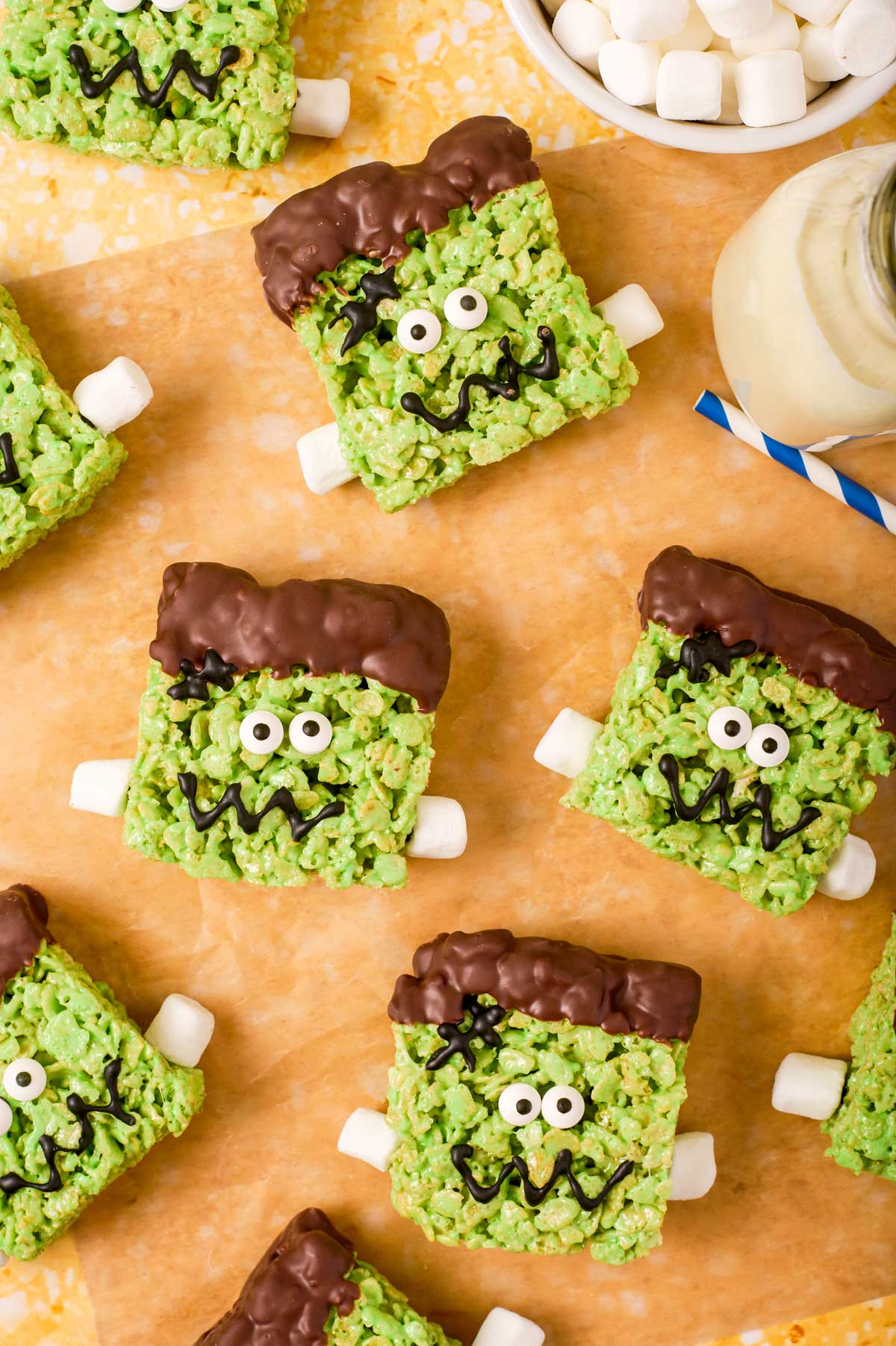 Frankenstein decorated rice krispie treats.