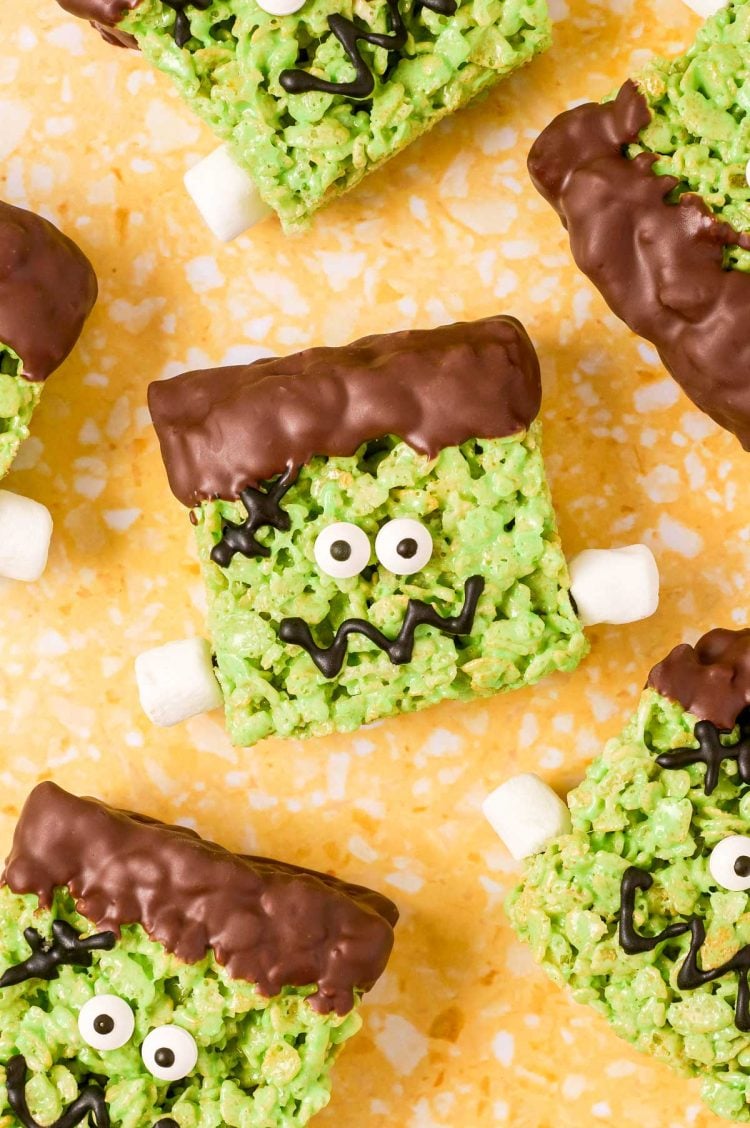 Frankenstein decorated rice krispie treats.