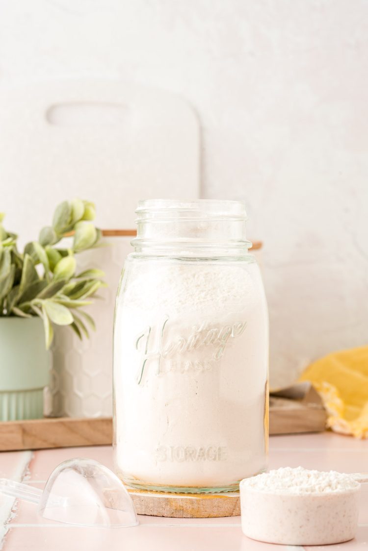 heat treated flour in a large mason jar.