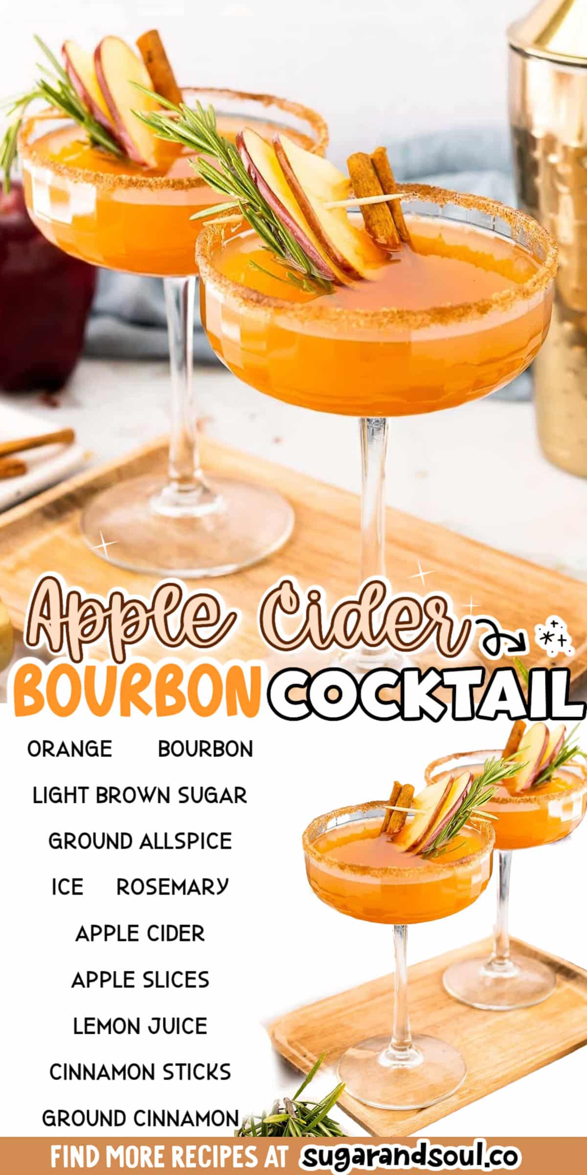 Apple Cider Bourbon Cocktail is the perfect Fall sipper that's overflowing with the delicious cozy flavors of fall! An easy-to-make small batch cocktail recipe that whips up 3 drinks! via @sugarandsoulco