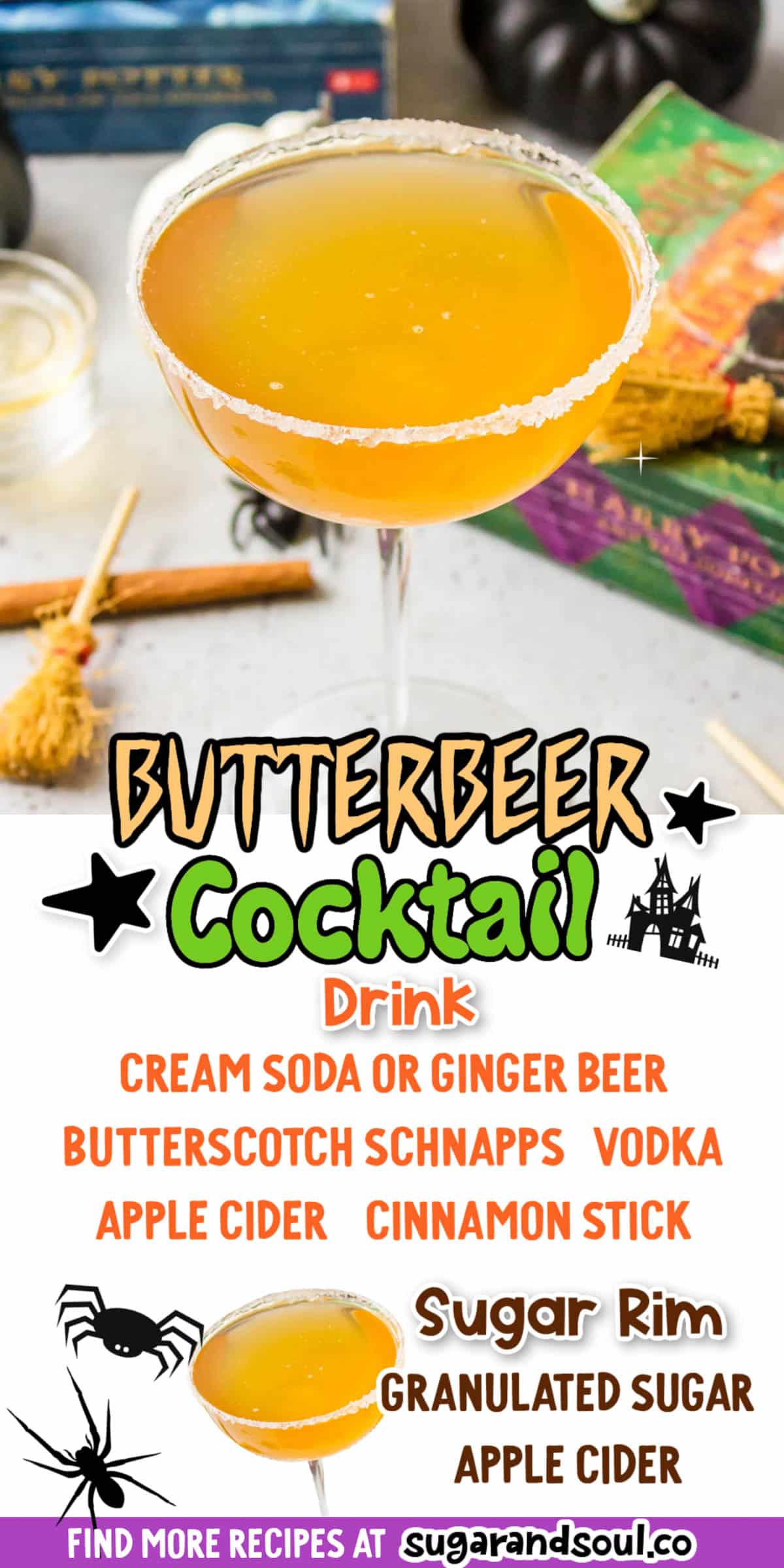 This Butterbeer Cocktail is a 4-ingredient drink that's a fun, tasty twist on the iconic Butterbeer that every Harry Potter fan knows and loves! Made with apple cider, cream soda, butterscotch schnapps, and vodka. via @sugarandsoulco