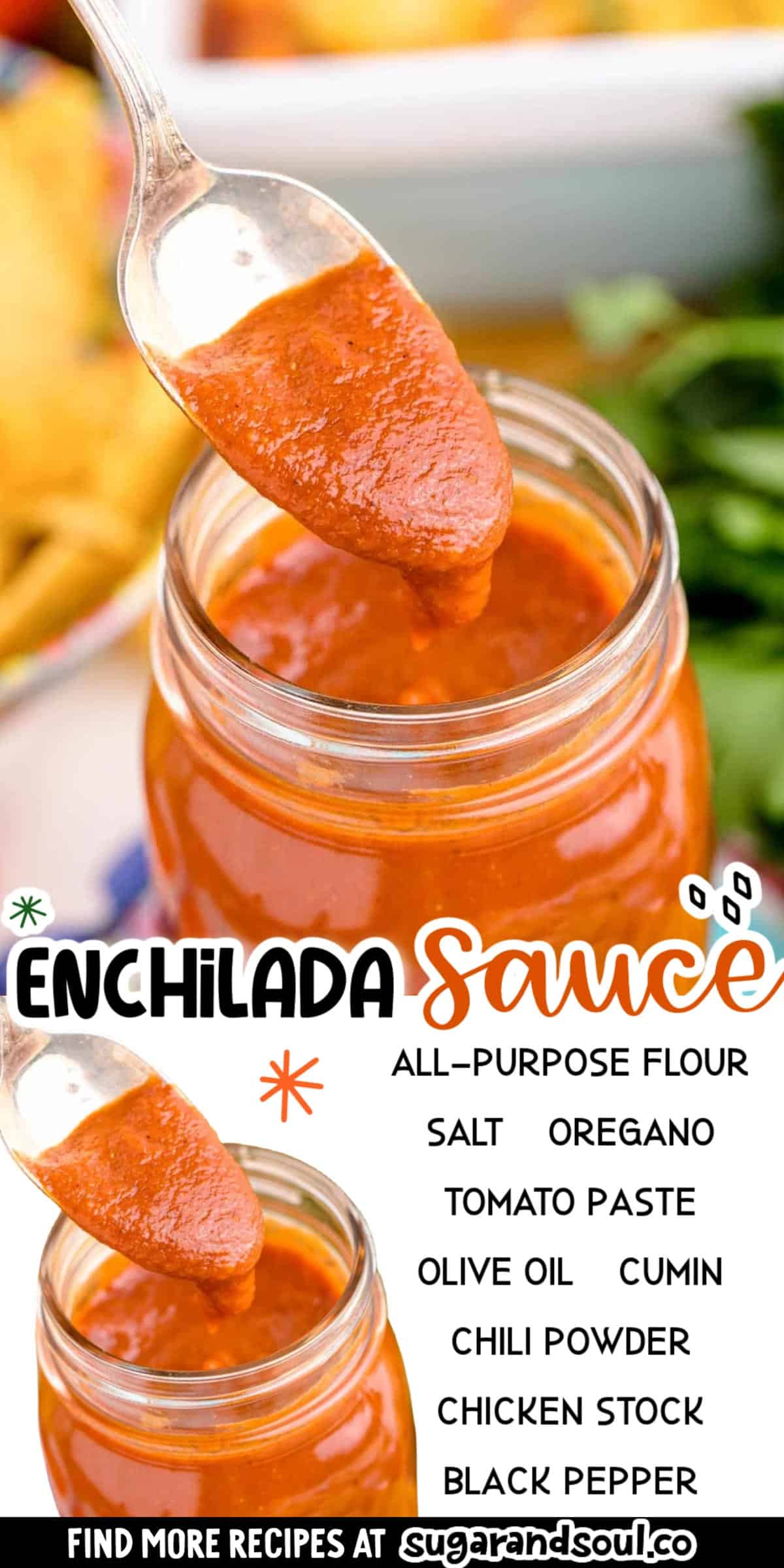 This Enchilada Sauce is a rich, savory Mexican red sauce made with chili powder, cumin, oregano, chicken stock, and tomato paste! It tastes way better than store bought and is ready in just 25 minutes! via @sugarandsoulco