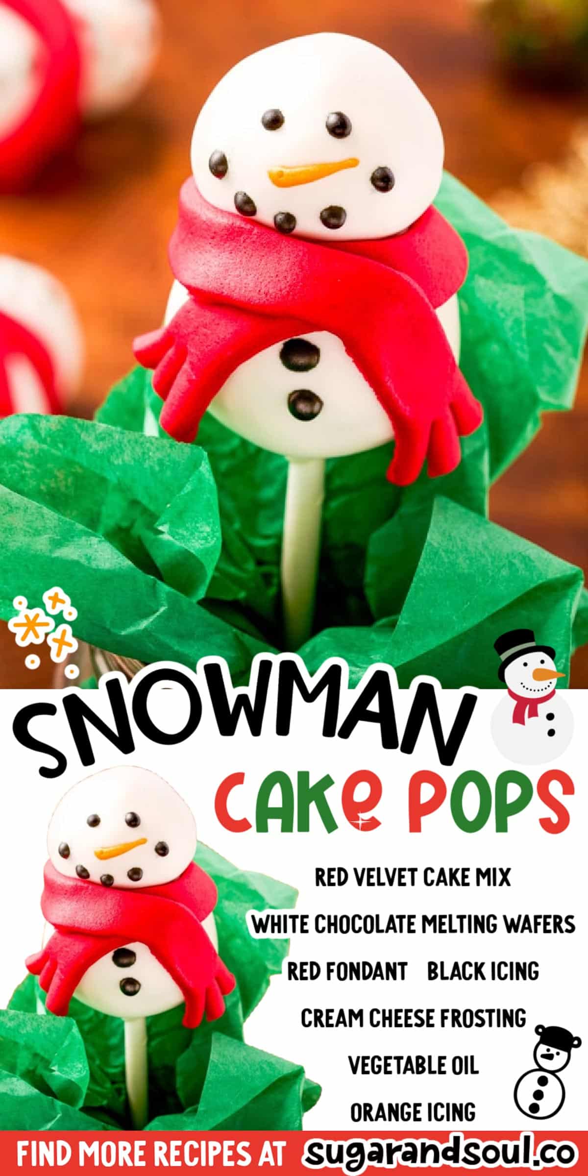 These Snowman Cake Pops are such a fun, sweet winter treat that's easy to make using a boxed cake mix, melted chocolate, icing, and fondant! via @sugarandsoulco