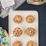 Cookie dough portioned out onto a baking sheet ready to flash freeze.