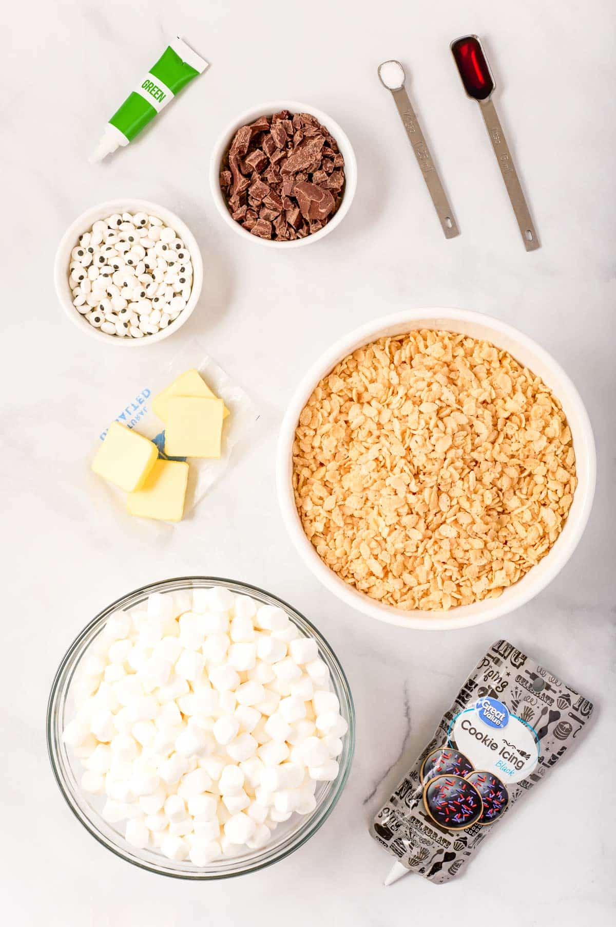 Ingredients For Frankenstein Rice Krispies Treats