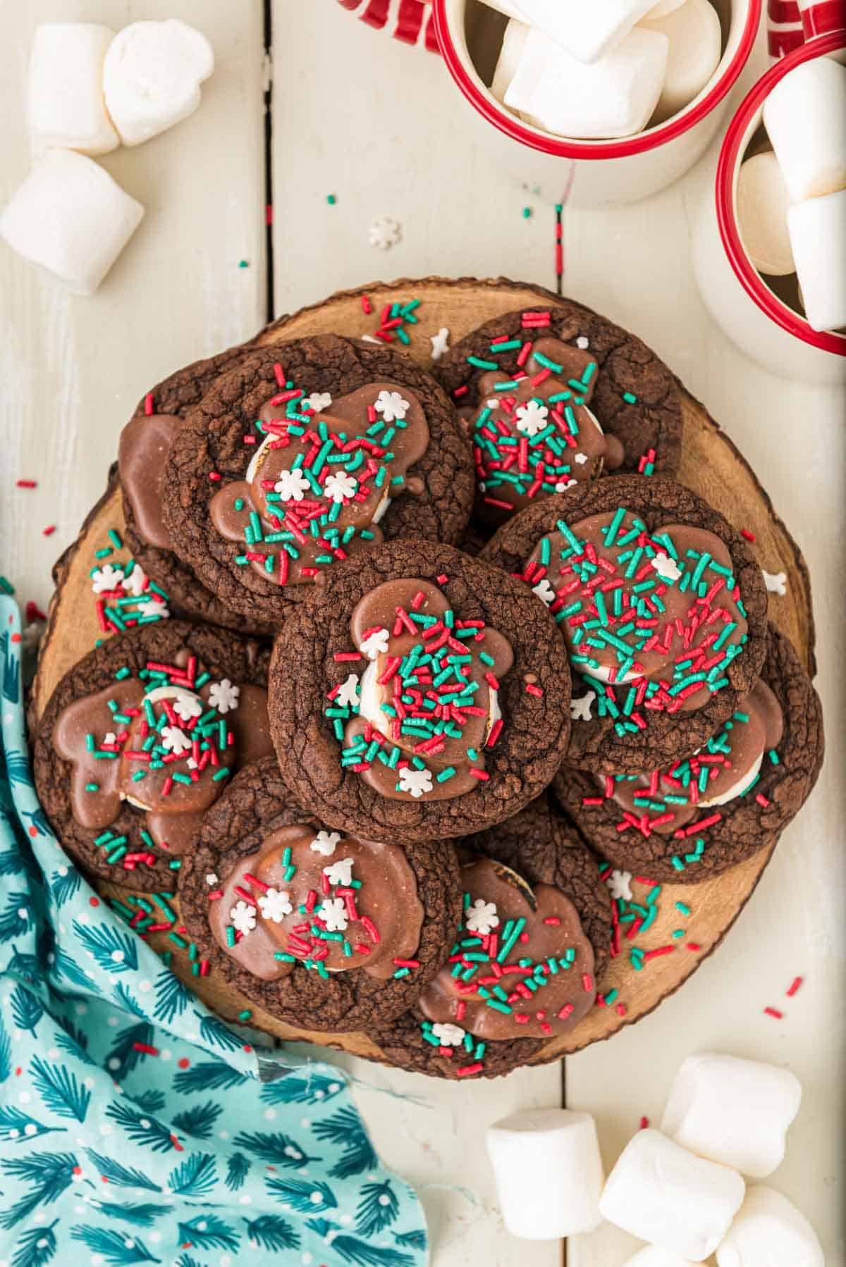 Plate of hot chocolate cookies.