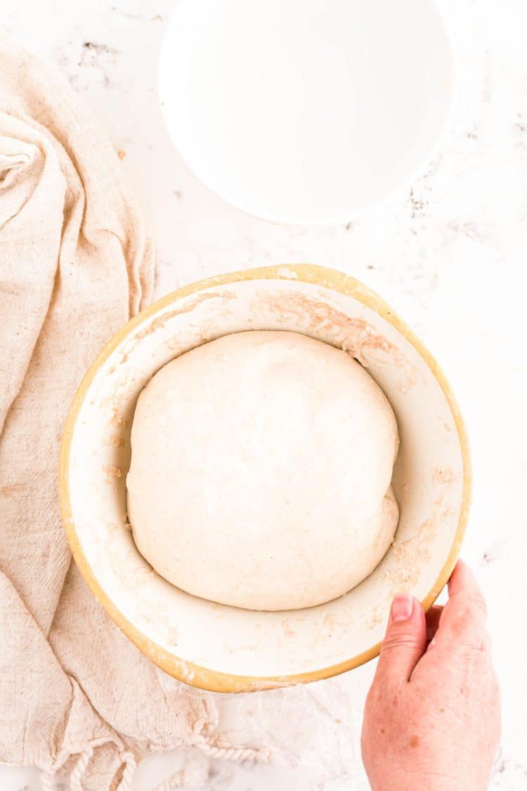 Sourdough dough in a bowl.