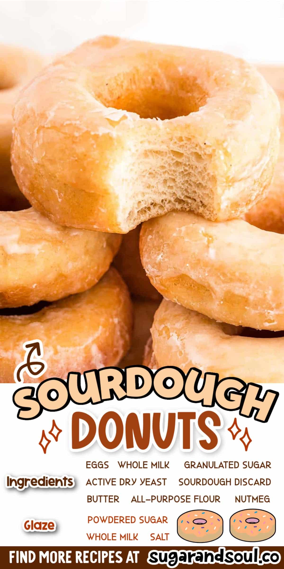 These Sourdough Donuts are made with discard, deep-fried to golden brown perfection, and then covered in an easy 3-ingredient sweet glaze! Prep these delicious homemade donuts in just 45 minutes! via @sugarandsoulco