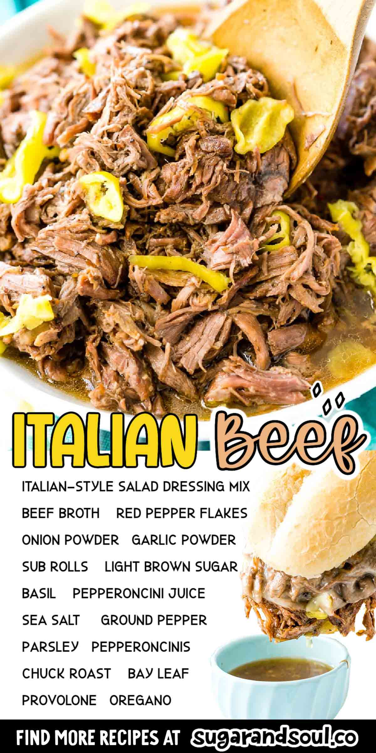 This Slow Cooker Italian Beef is an easy dinner recipe inspired by the Chicago staple that has so much flavor it will literally melt in your mouth! via @sugarandsoulco