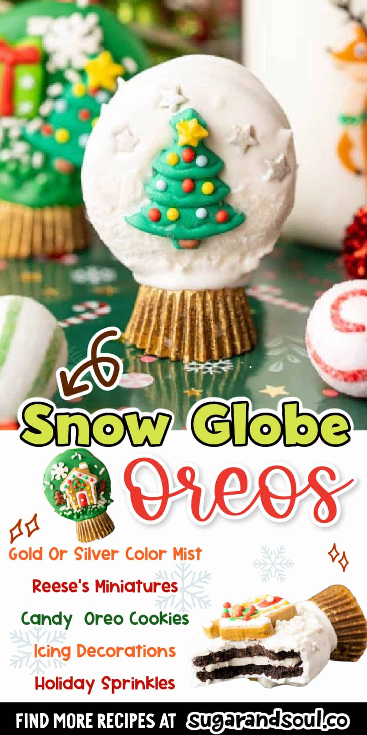 Christmas Oreo Snow Globe Cookies are an edible cookie craft that involves no baking, just dipping and decorating with sprinkles and decorations! A fun family activity that takes just an hour to do! via @sugarandsoulco