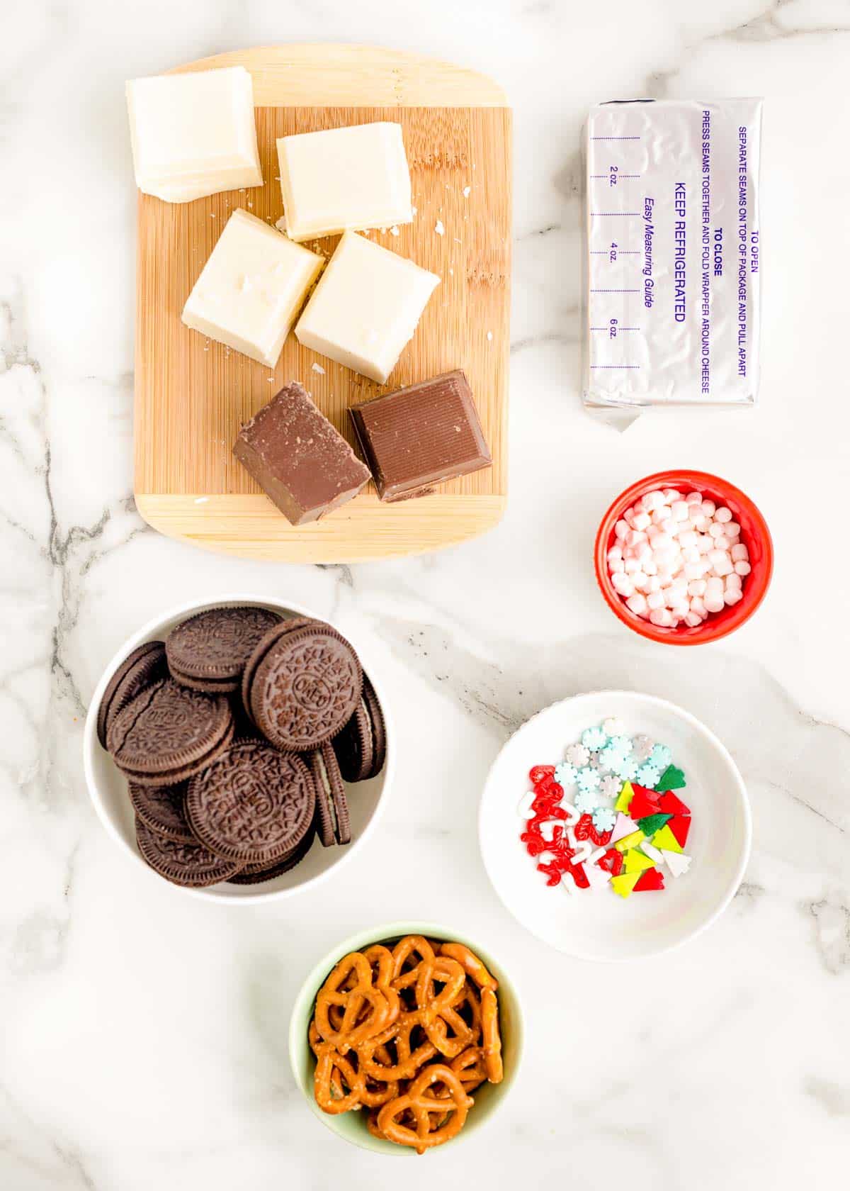 Ingredients for hot chocolate Oreo balls