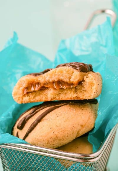 Churro cookies in a small fry basket.