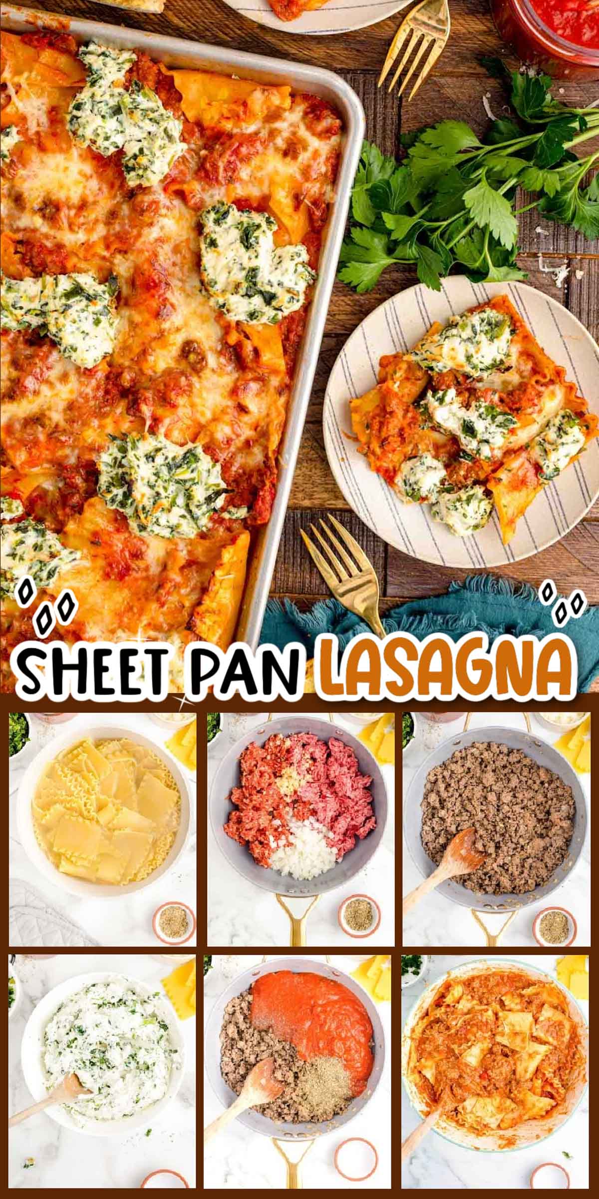 Giada's All-Crust Sheet Pan Lasagna is a simple yet delicious make-and-dump lasagna recipe that skips the tedious layering process! This sheet pan meal will feed a large crowd while easily pleasing their taste buds! via @sugarandsoulco