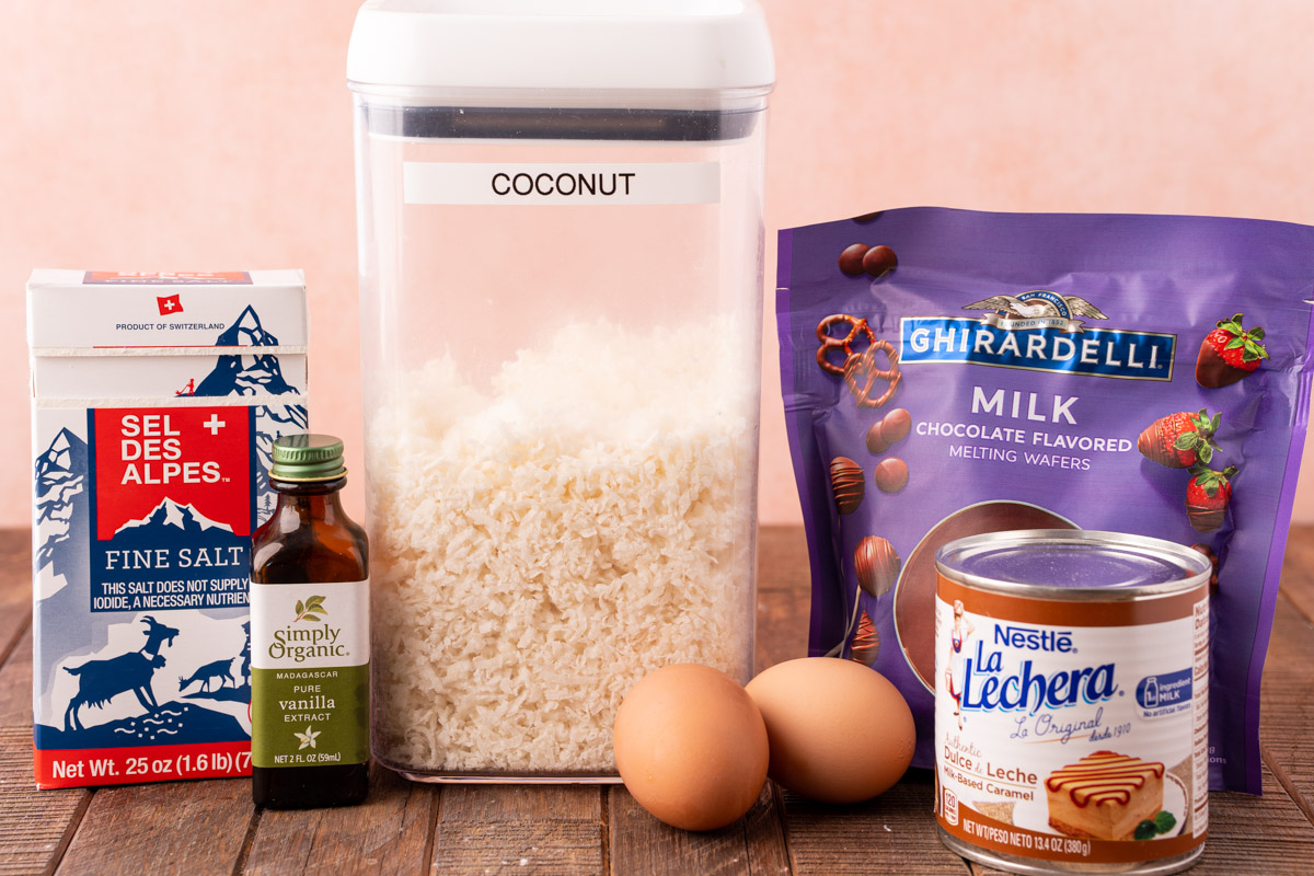 Ingredients to make Dulce de Leche Coconut Macaroons.
