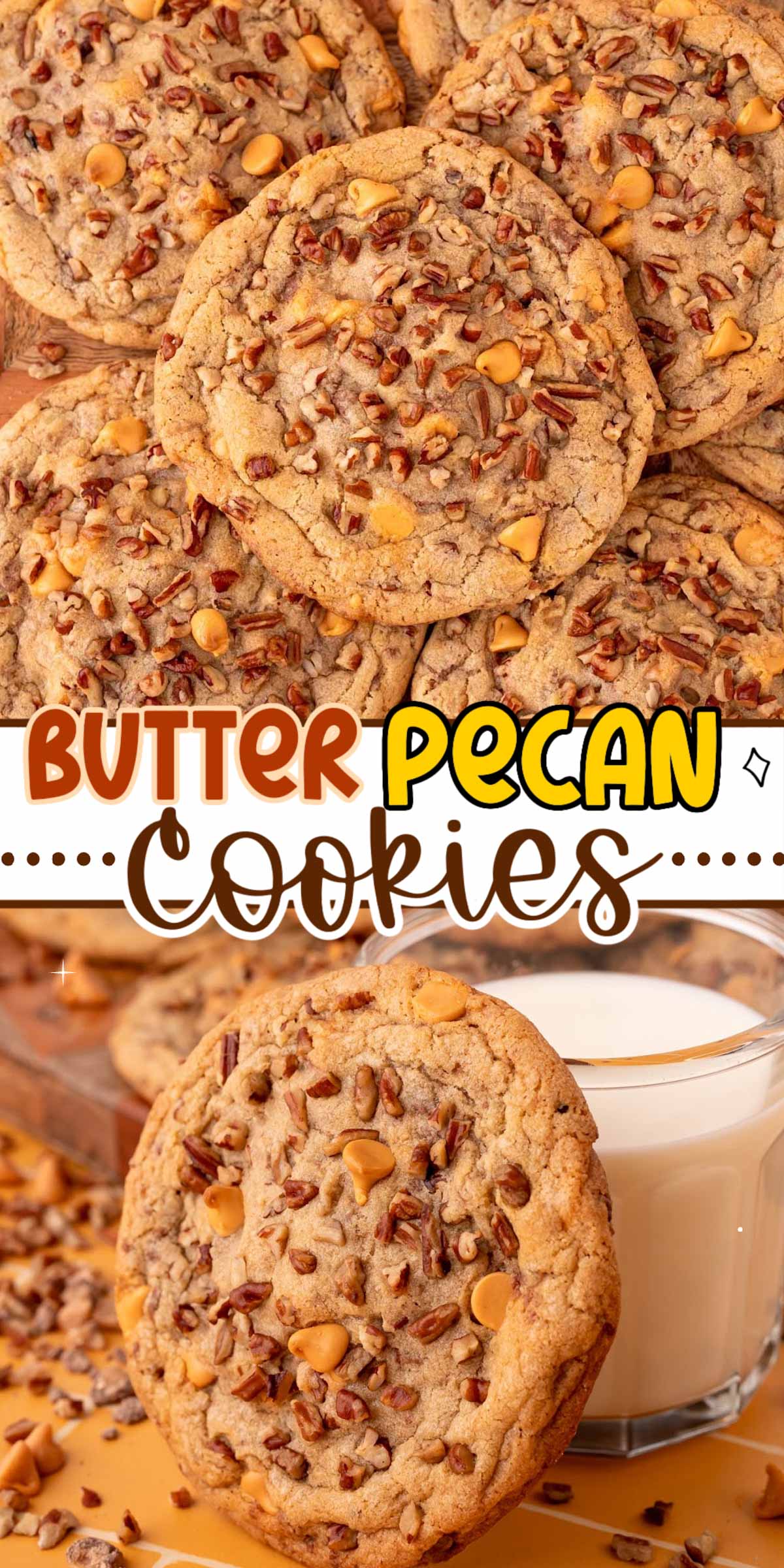 Butter Pecan Cookies are large, bakery-style cookies that are easy to make and are loaded with chopped pecans, toffee bits, and butterscotch chips! No chilling required and ready in under 30 minutes! via @sugarandsoulco