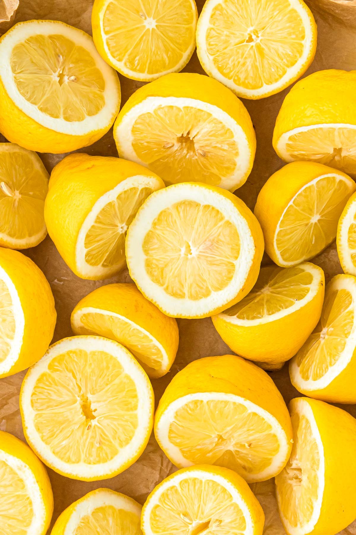 Overhead photo of roasted lemons.