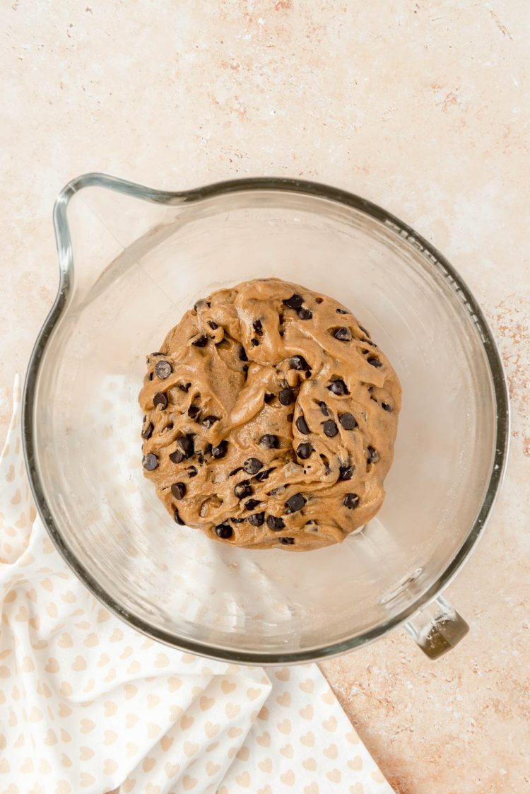 Chocolate chips folded into brown butter cookie dough.