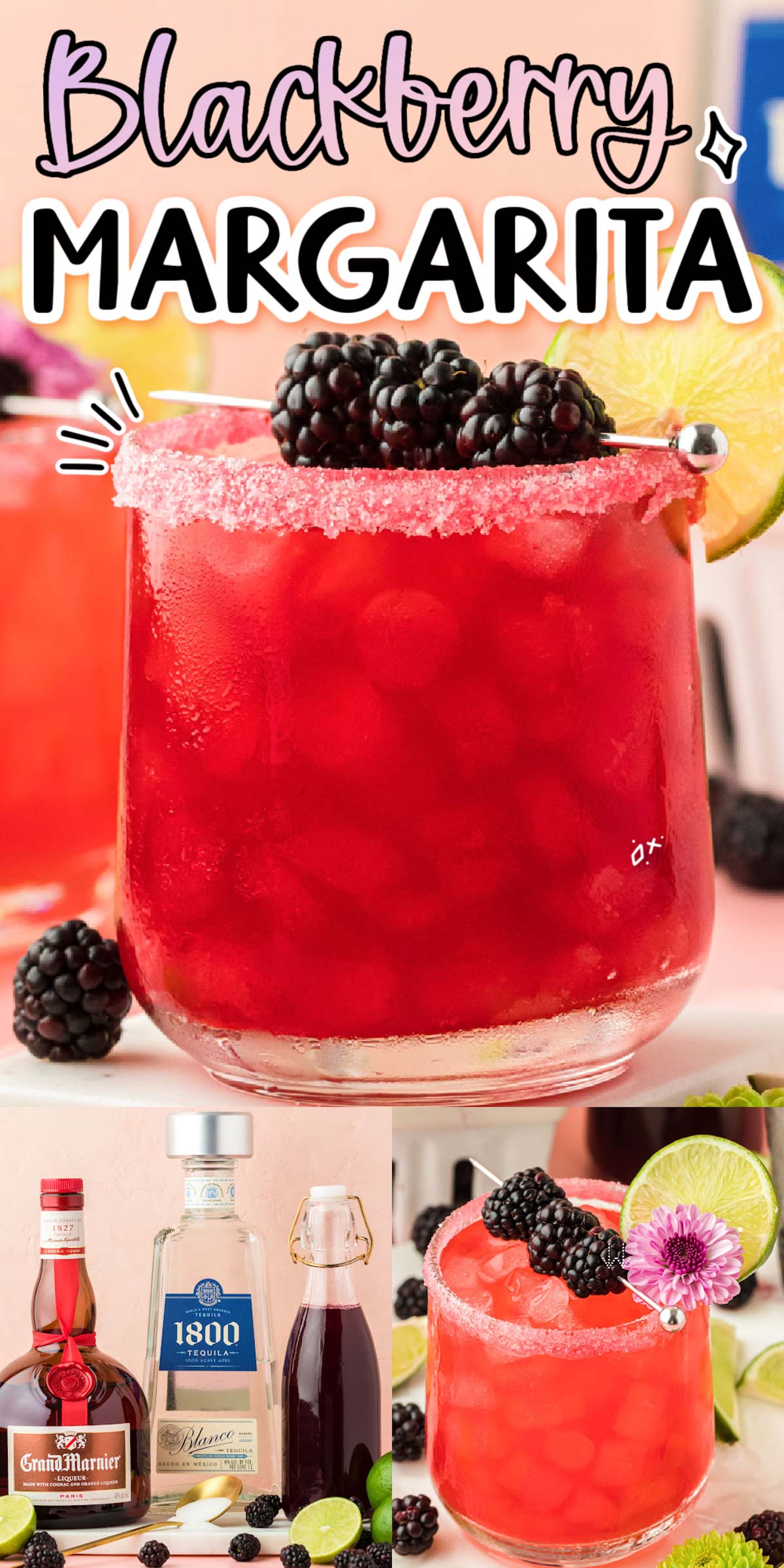 Learn How To Make A Blackberry Margarita On The Rocks in 5 minutes using tequila, orange liqueur, lime juice, and blackberry simple syrup! via @sugarandsoulco