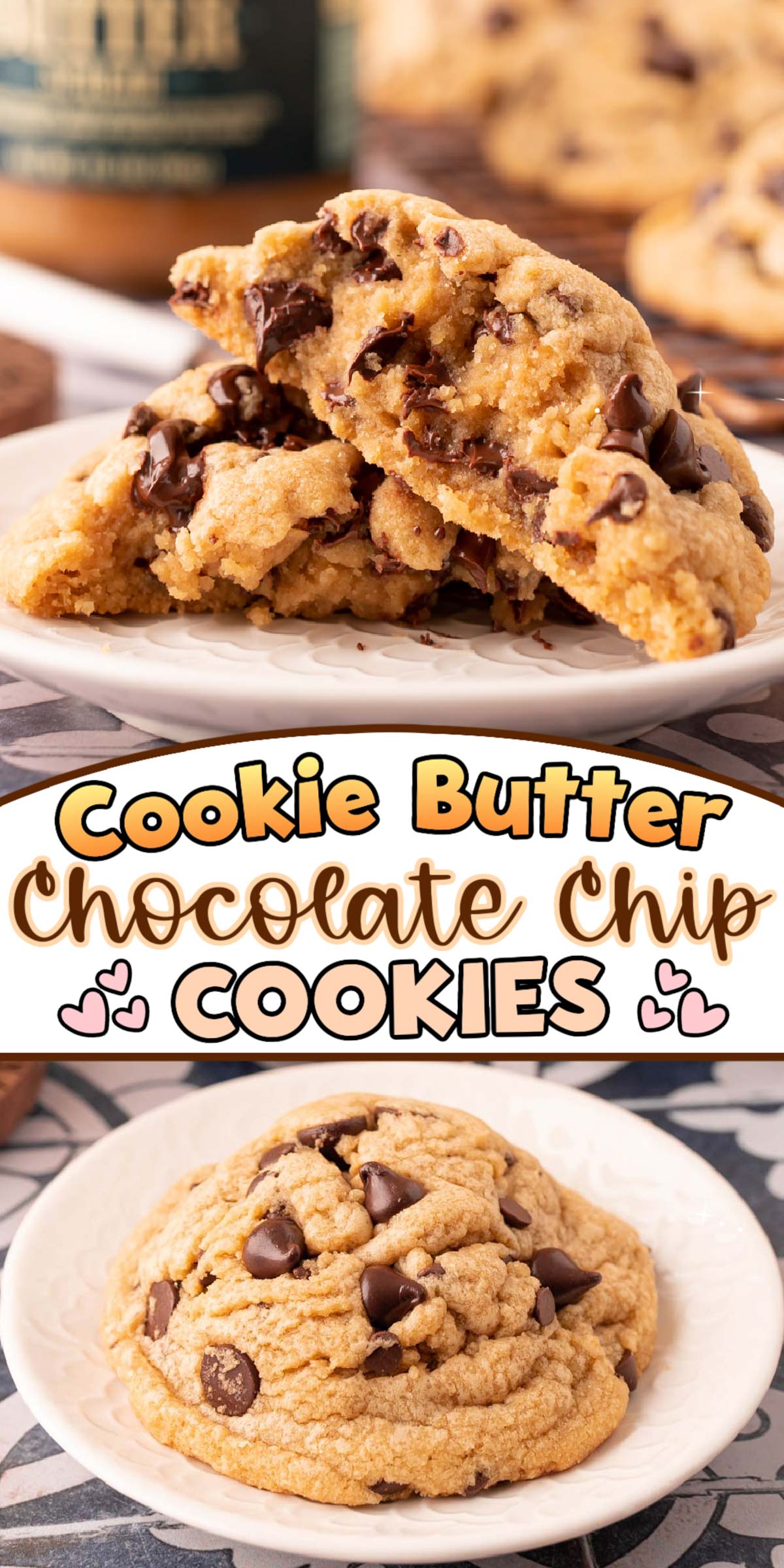 These big and gooey Cookie Butter Chocolate Chip Cookies have a Speculoos Cookie Butter dough that's loaded with chocolate chips for a unique and delicious flavor! via @sugarandsoulco