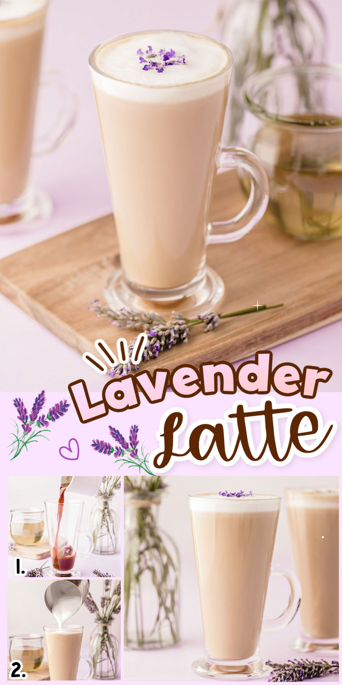 This Lavender Latte is a creamy hot drink that's made right at home with espresso, milk, and sweetened aromatic lavender syrup! Make this homemade floral latte in just 5 minutes! via @sugarandsoulco