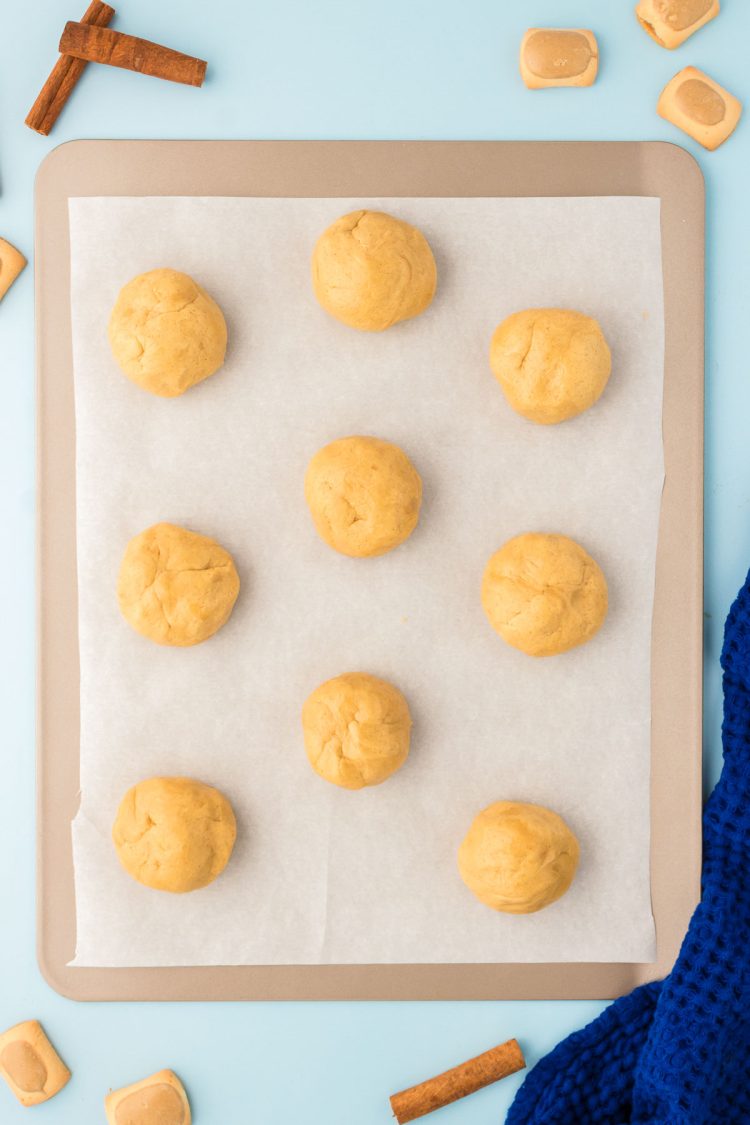 Brown sugar cookies on a baking sheet.