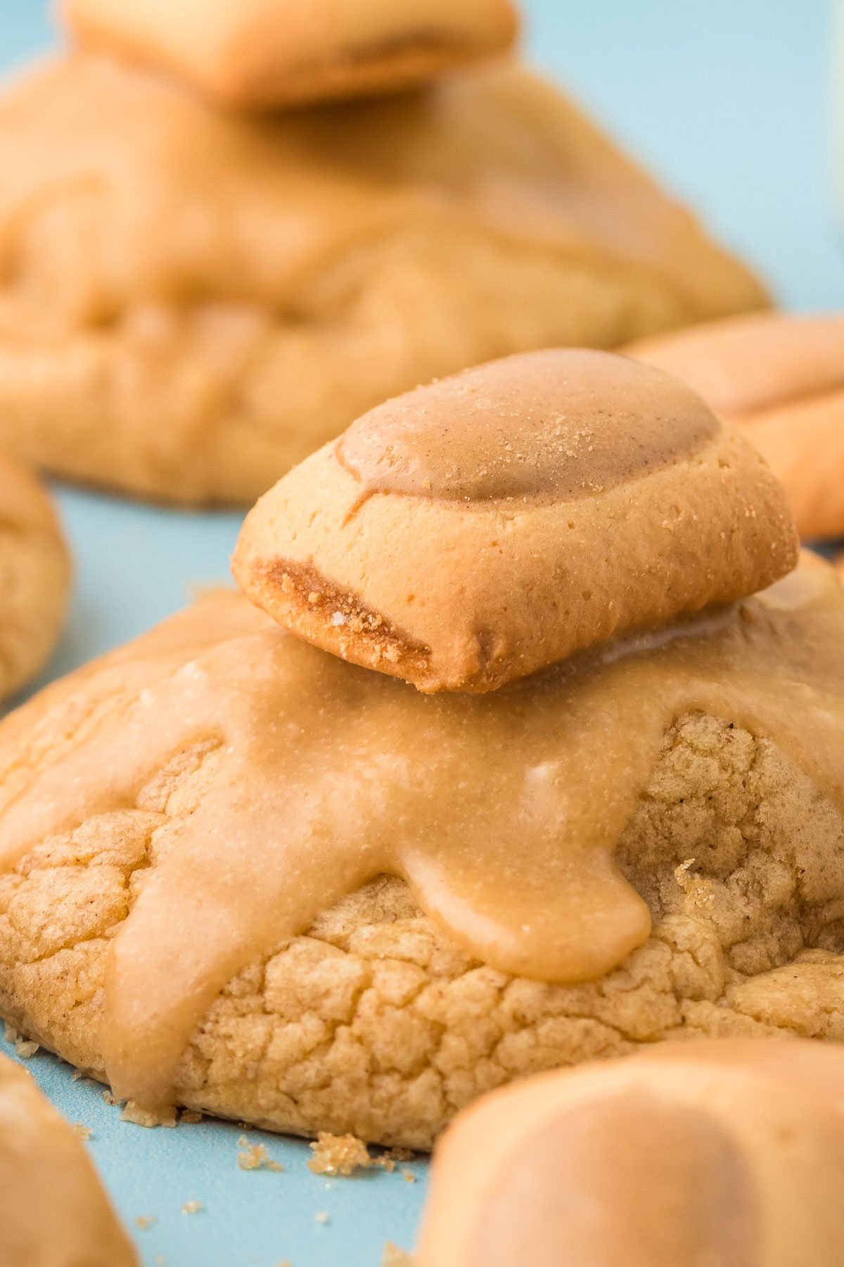 Close up of a brown sugar cinnamon pop tart cookie.