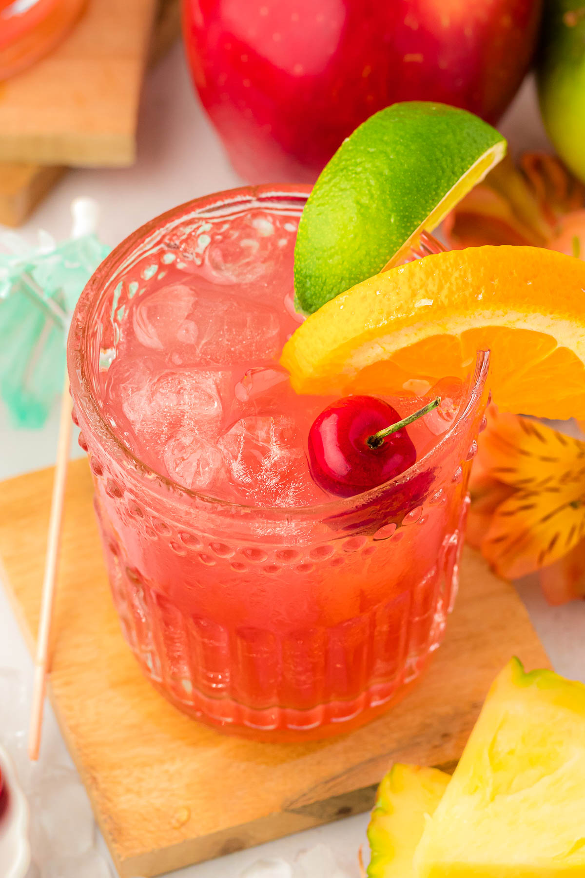 Fruit punch in a glass.