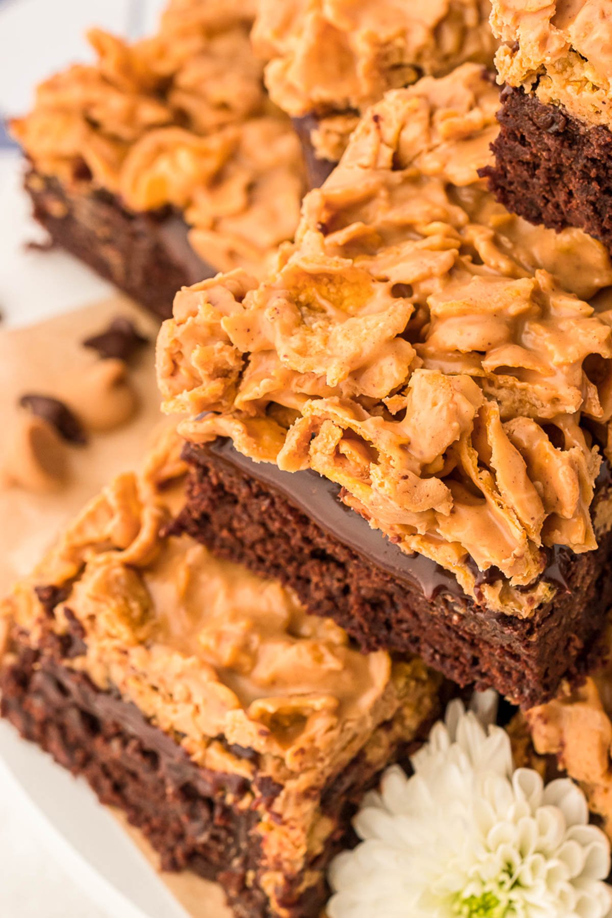 Peanut butter brownies on a plate.