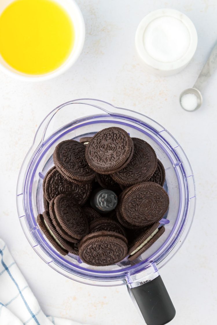 Oreos in a food processor.