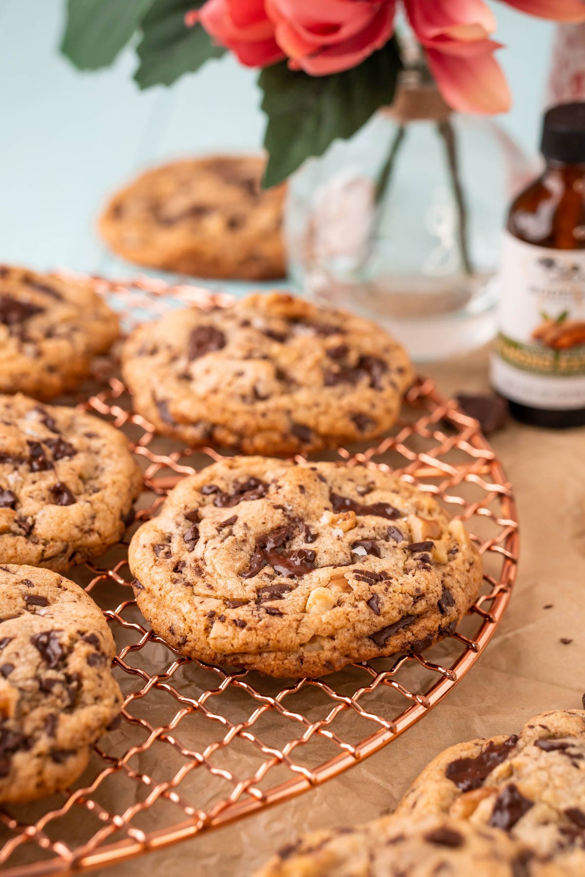 Serenity cookies on a copper wire rack.