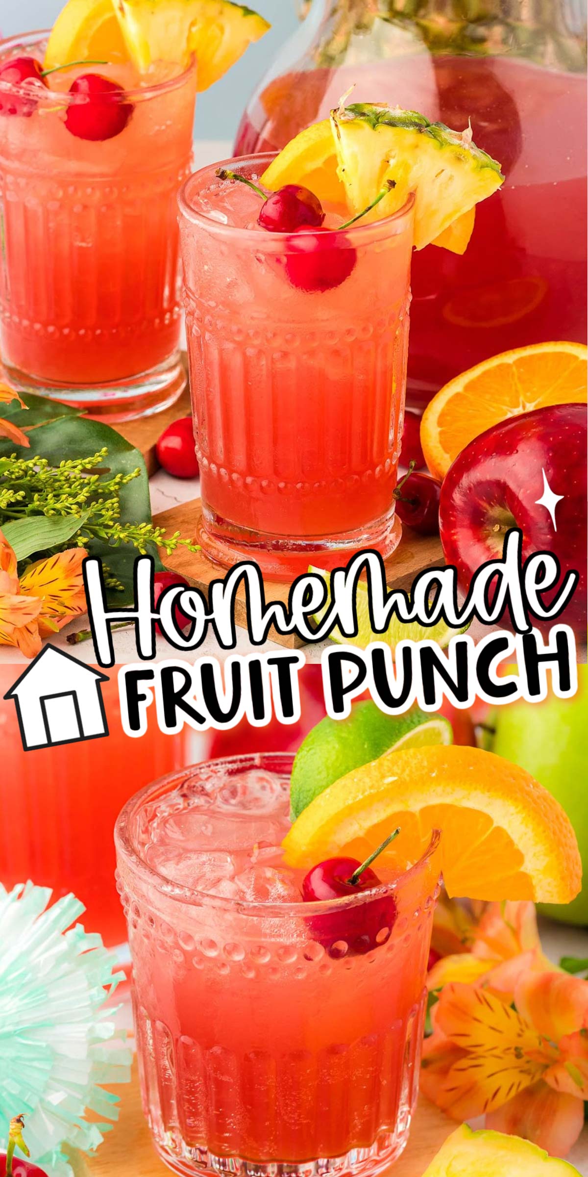 Learn How To Make Fruit Punch with the best high-quality ingredients to have the most delicious party drink at all of your gatherings! Prep a batch of this fruity, perfectly sweet punch in less than 5 minutes! via @sugarandsoulco