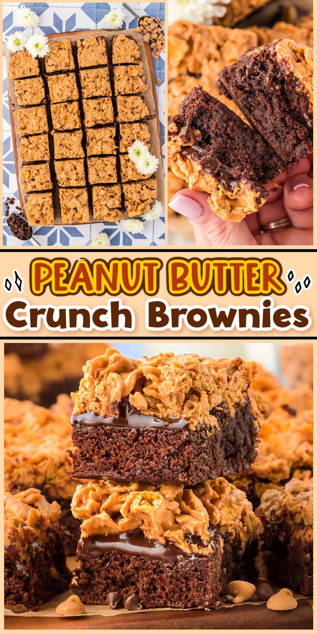 Peanut Butter Crunch Brownies are an impressive treat made with homemade brownies, hot fudge, and a peanut butter crunch topping! A gourmet twist on a classic dessert that's easy to make! via @sugarandsoulco