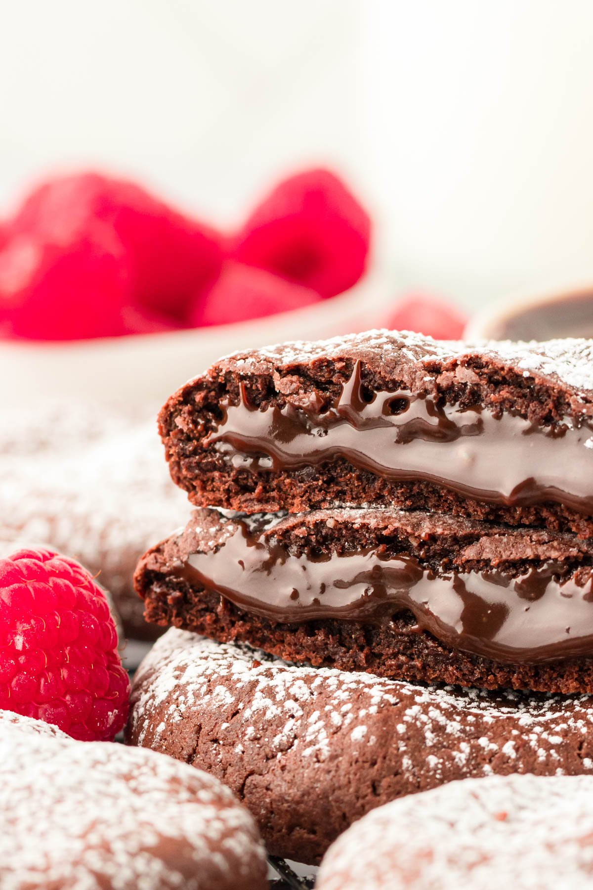 Close up of Crumbl copycat molten lava cookies.