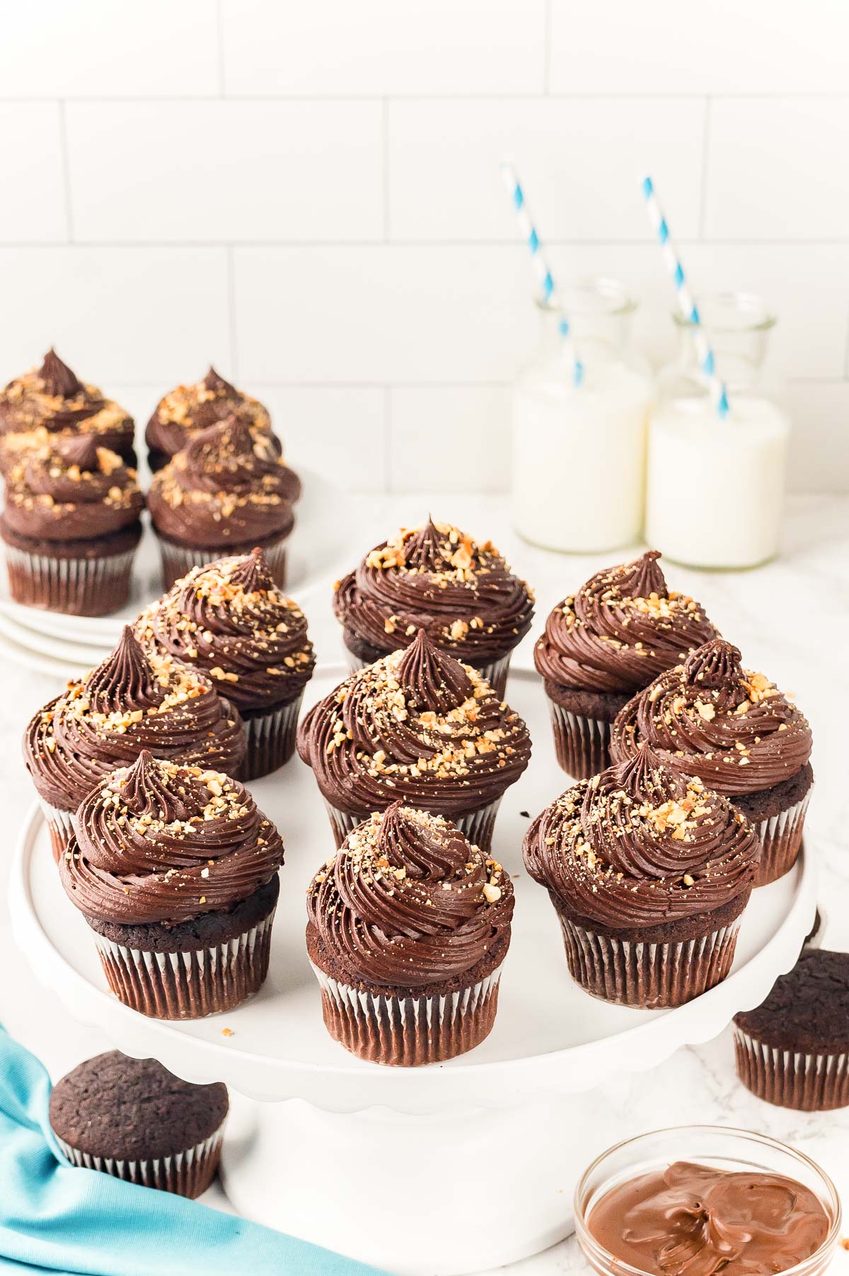 Nutella Cupcakes on a white plate.