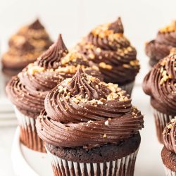 Nutella Cupcakes on a white plate.