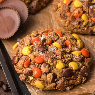 Copycat Gideon's Peanut Butter Cold Brew cookies on a baking sheet.