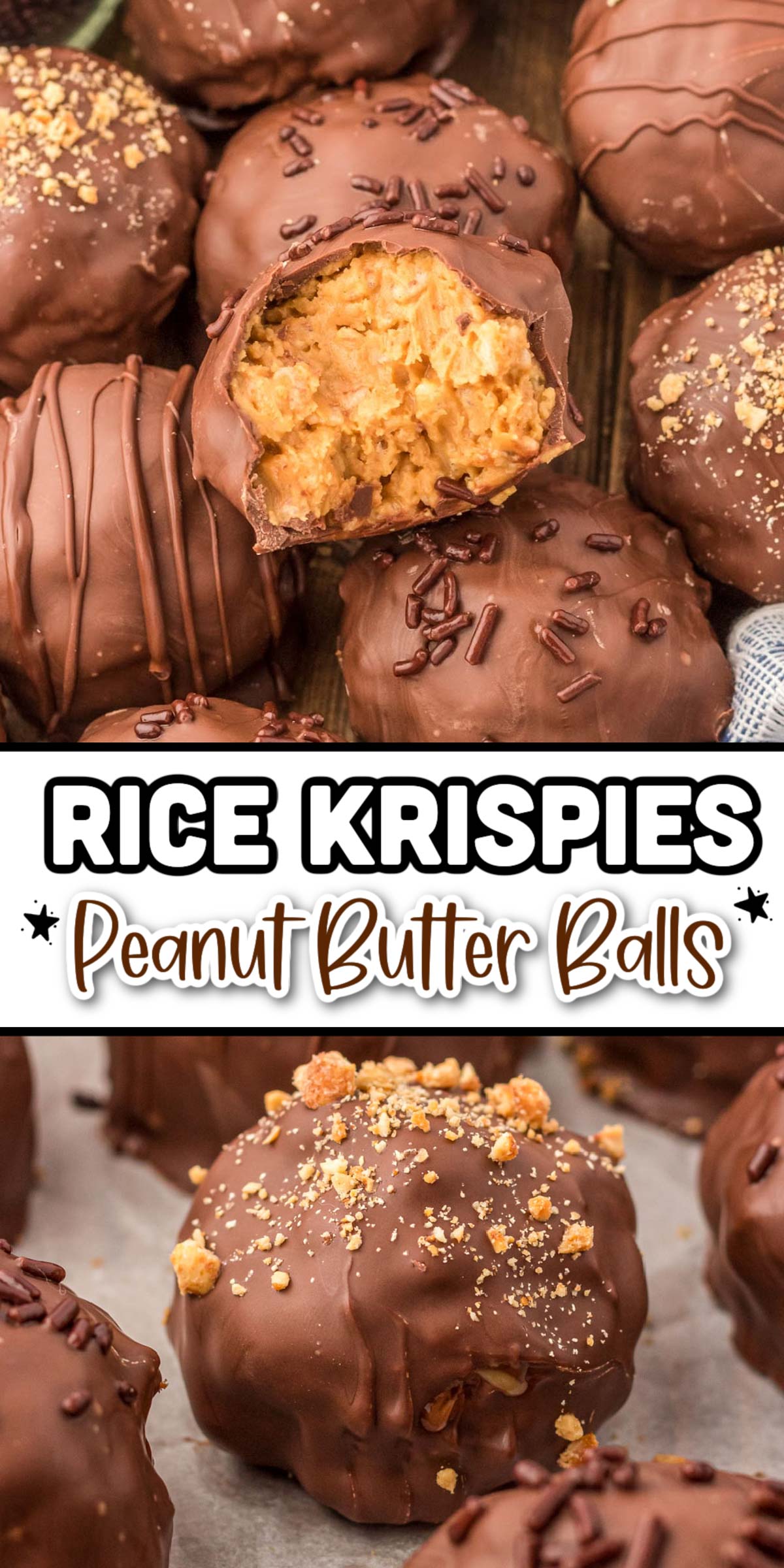 These Rice Krispie Peanut Butter Balls are a sweet and salty no-bake treat that's made with only 6 ingredients in just 45 minutes! Great for potlucks and cookie trays! via @sugarandsoulco
