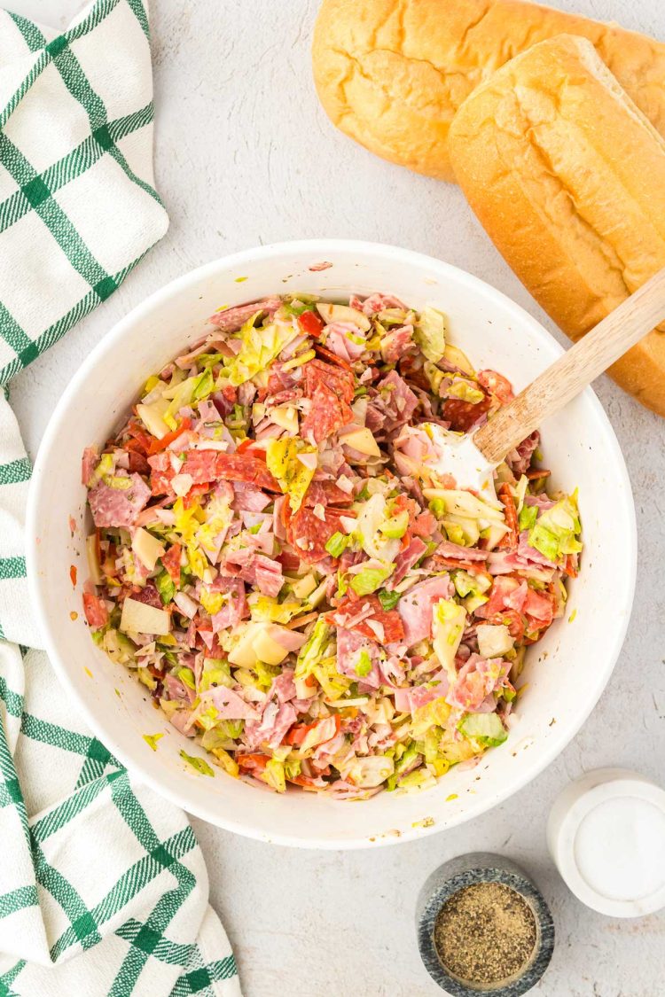 Chopped Italian Sandwich filling in a bowl.