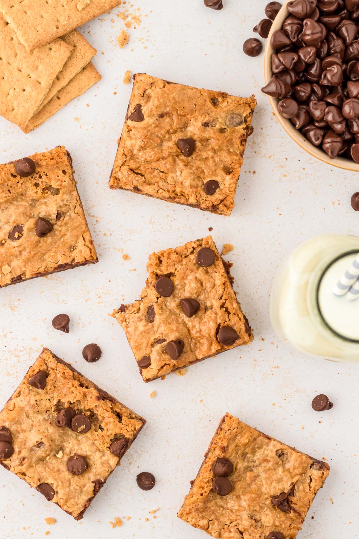 Overhead photo of graham cracker bars on a table.