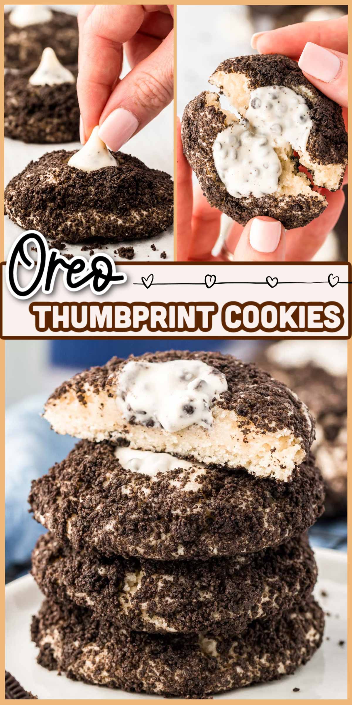 These Cookies and Cream Thumbprint Cookies use storebought sugar cookie dough and Double Stuf Oreos to create a delicious yet easy treat!  via @sugarandsoulco