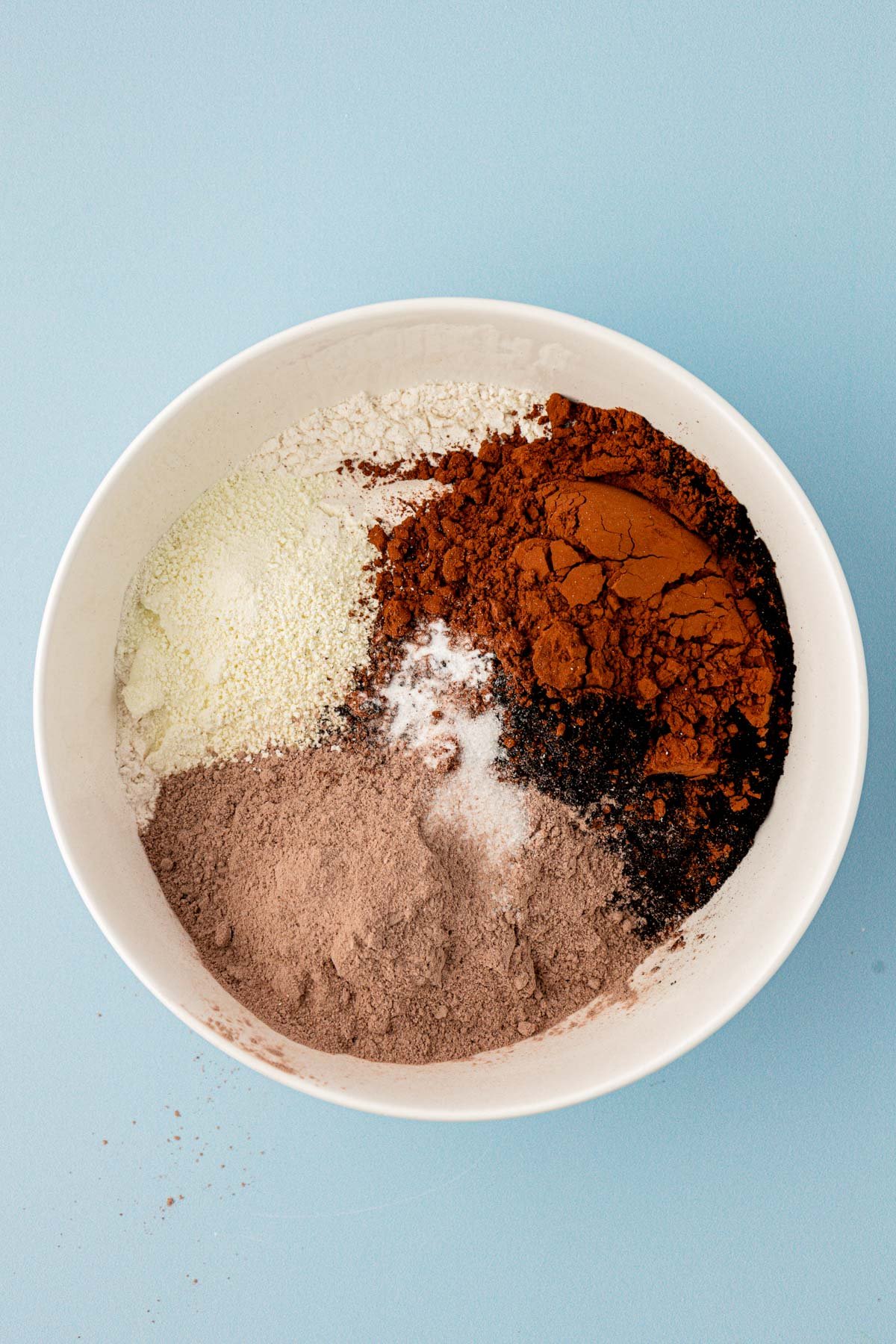 Dry ingredients in a bowl to make cookie dough.