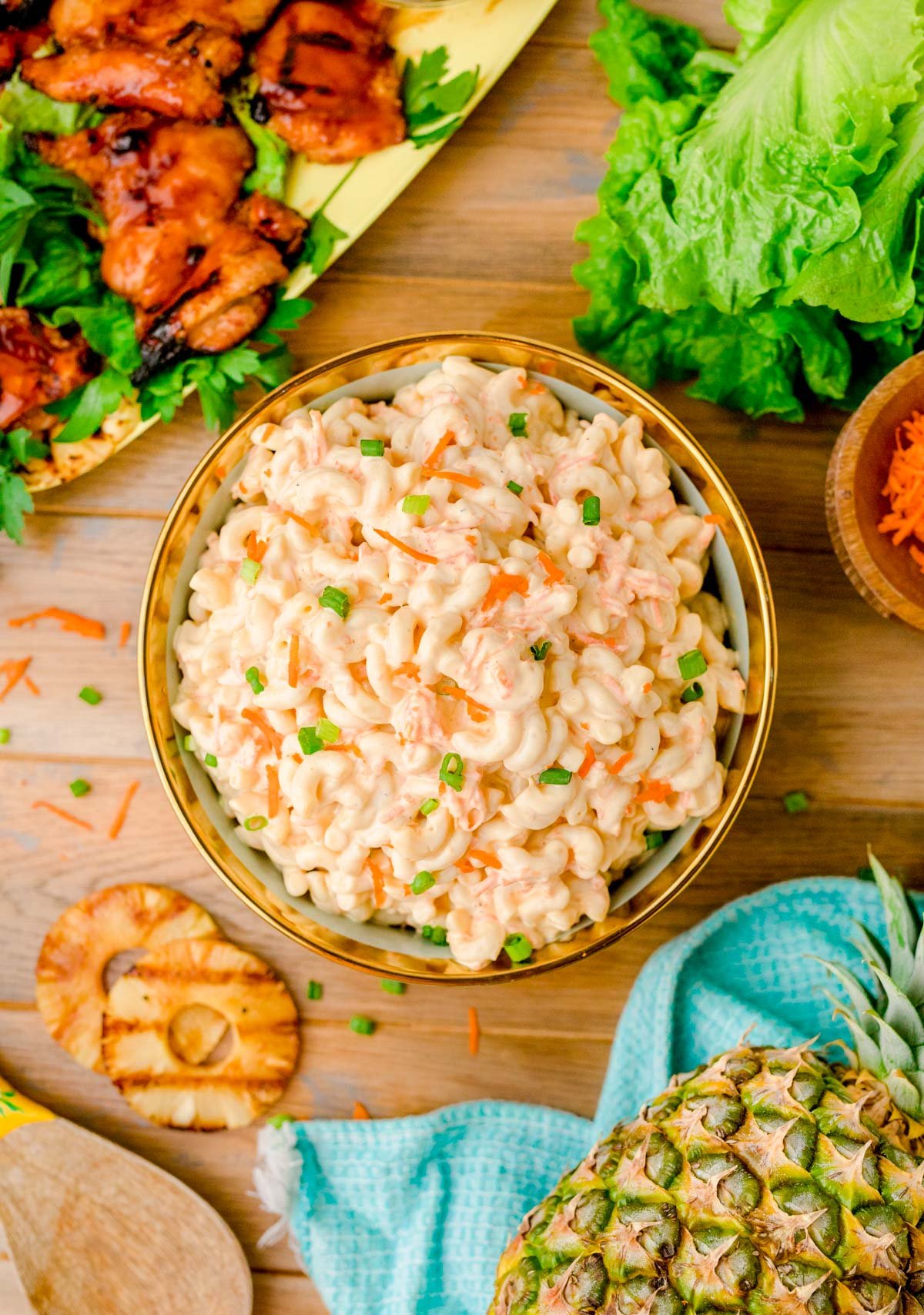 Overhead photo of Hawaiian Macaroni Salad. 