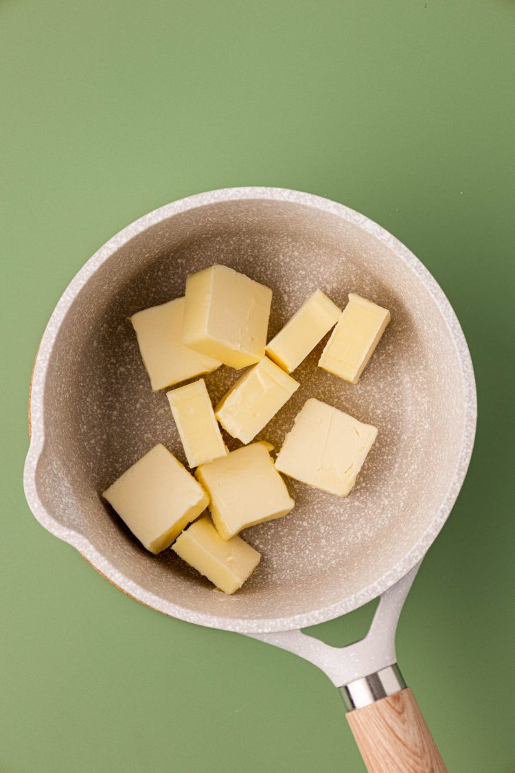 Cubes of butter in a small pan.