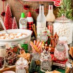 A hot chocolate bar set up on a table.
