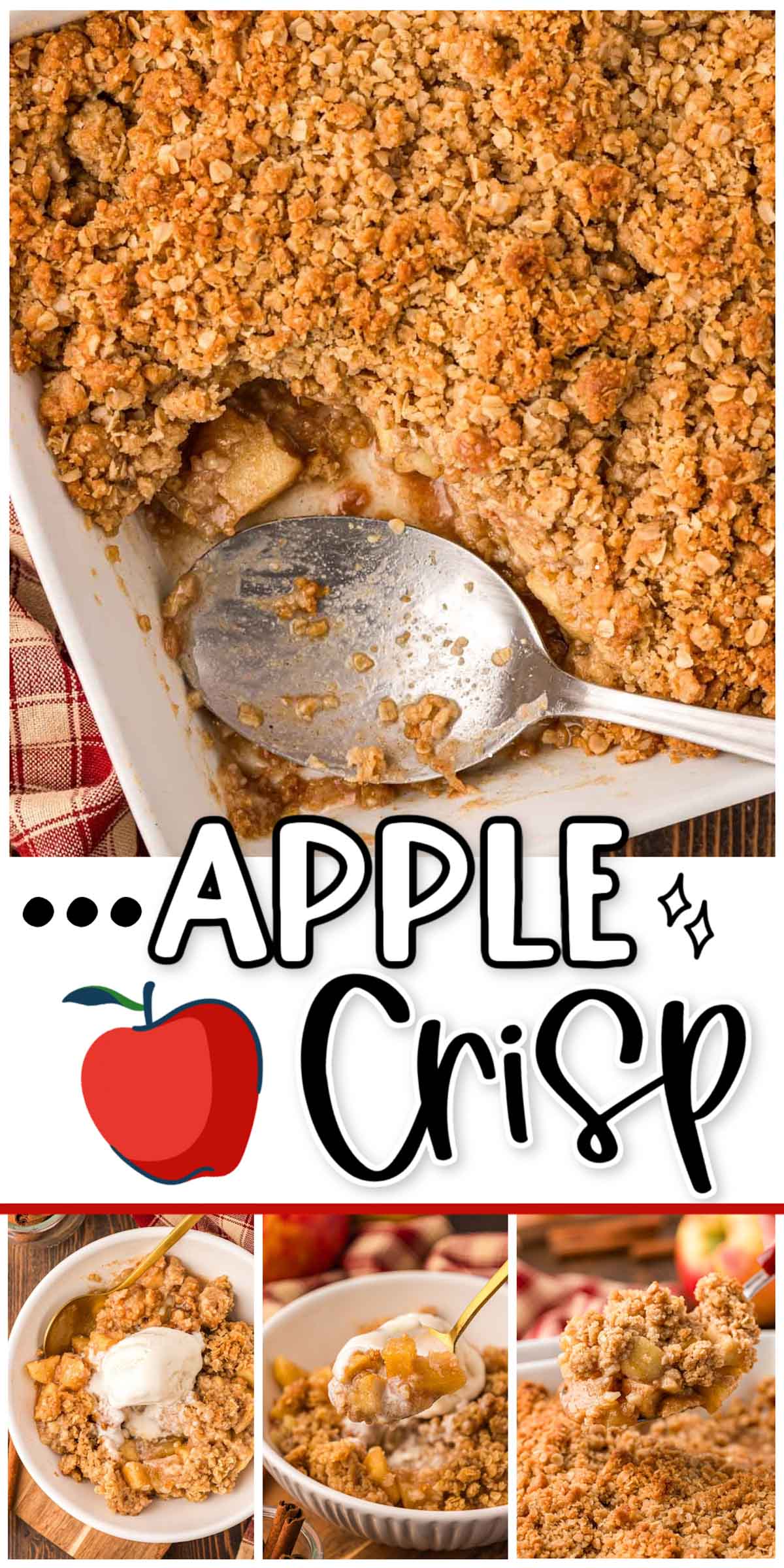 Apple Crisp is a classic dessert recipe that's perfect for summer and fall. Tender and spicy apples are topped with a sweet and hearty oat topping. via @sugarandsoulco
