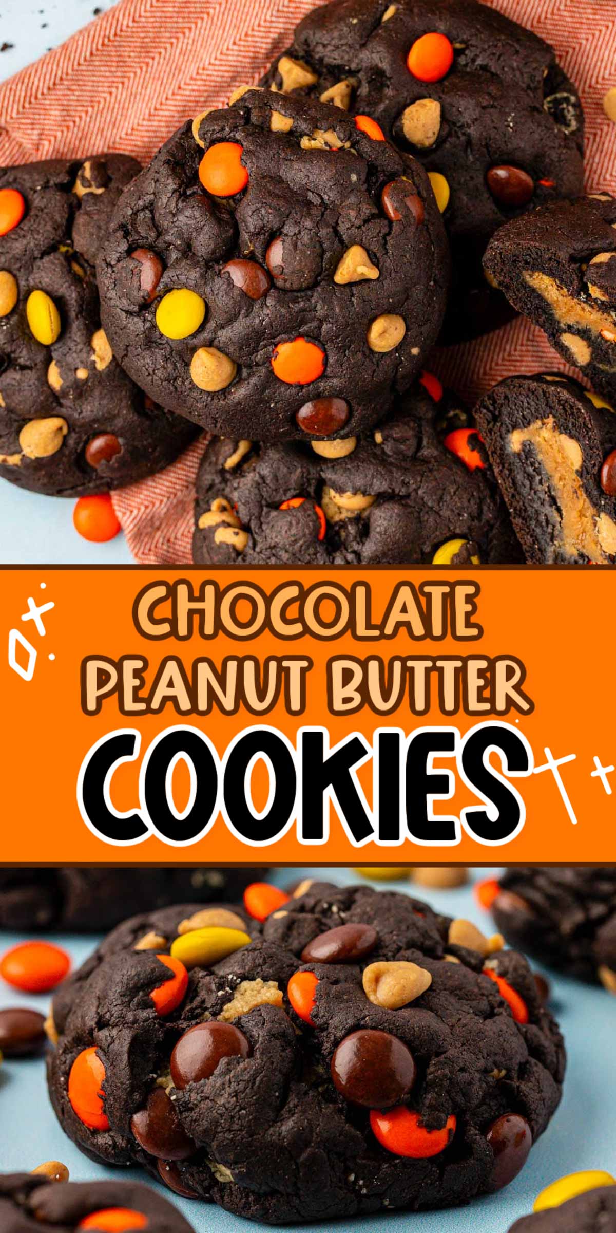These Chocolate Peanut Butter Cookies are an over-the-top treat that's easy to make and packed with delicious chocolaty peanut butter flavor! This recipe has you meeting your new favorite cookie in under an hour! via @sugarandsoulco