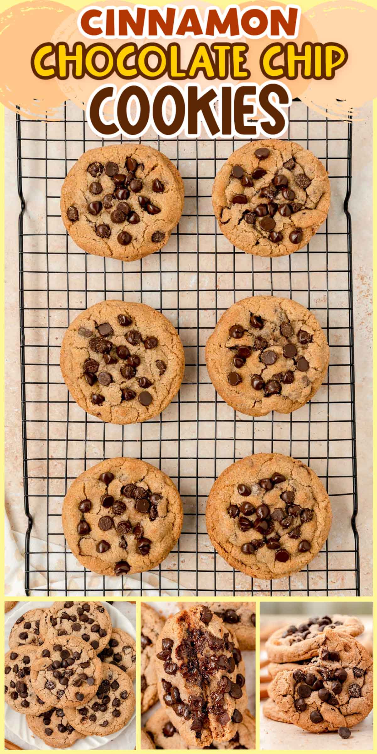 Tired of basic chocolate chip cookies? Try this recipe! These big, chewy Cinnamon Chocolate Chip Cookies are filled with sweet AND cozy flavor from the addition of ground cinnamon and browned butter! via @sugarandsoulco